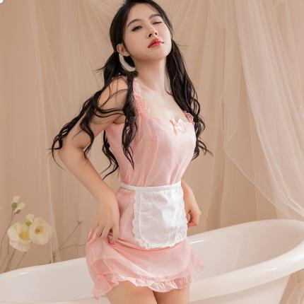 Sexy lingerie, Japanese pure hearted maid, can play the role of sexy see through girl with suspender dress and hair repl