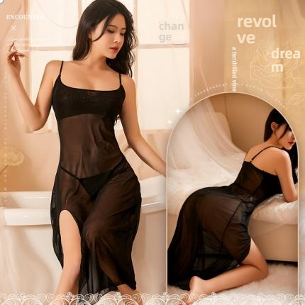 Sexy lingerie, Mies plus size, sexy special, seductive suspender, long transparent nightgown, girls' nightgown, hair rep