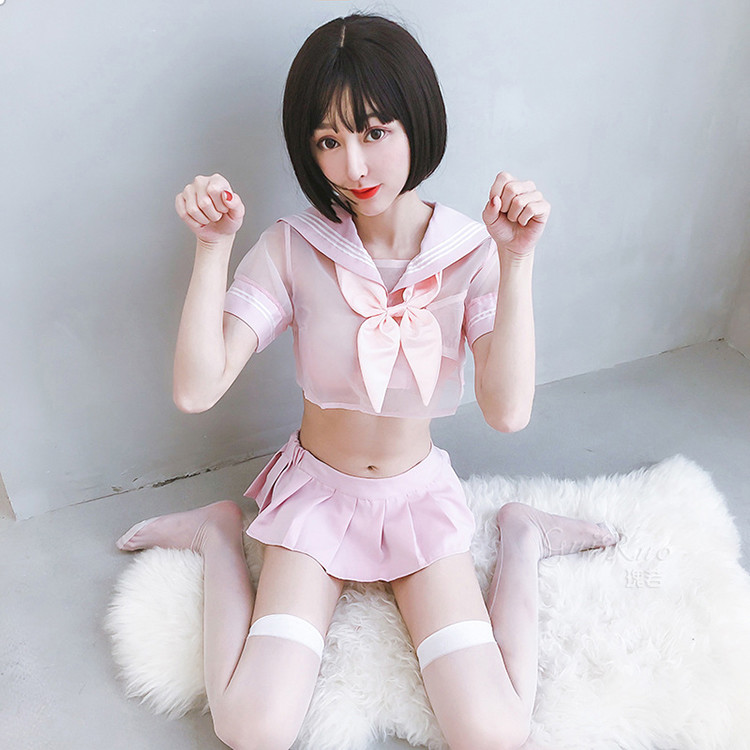 Stacy, a pure and sexy teenage girl, wearing a translucent sailor student outfit with mesh