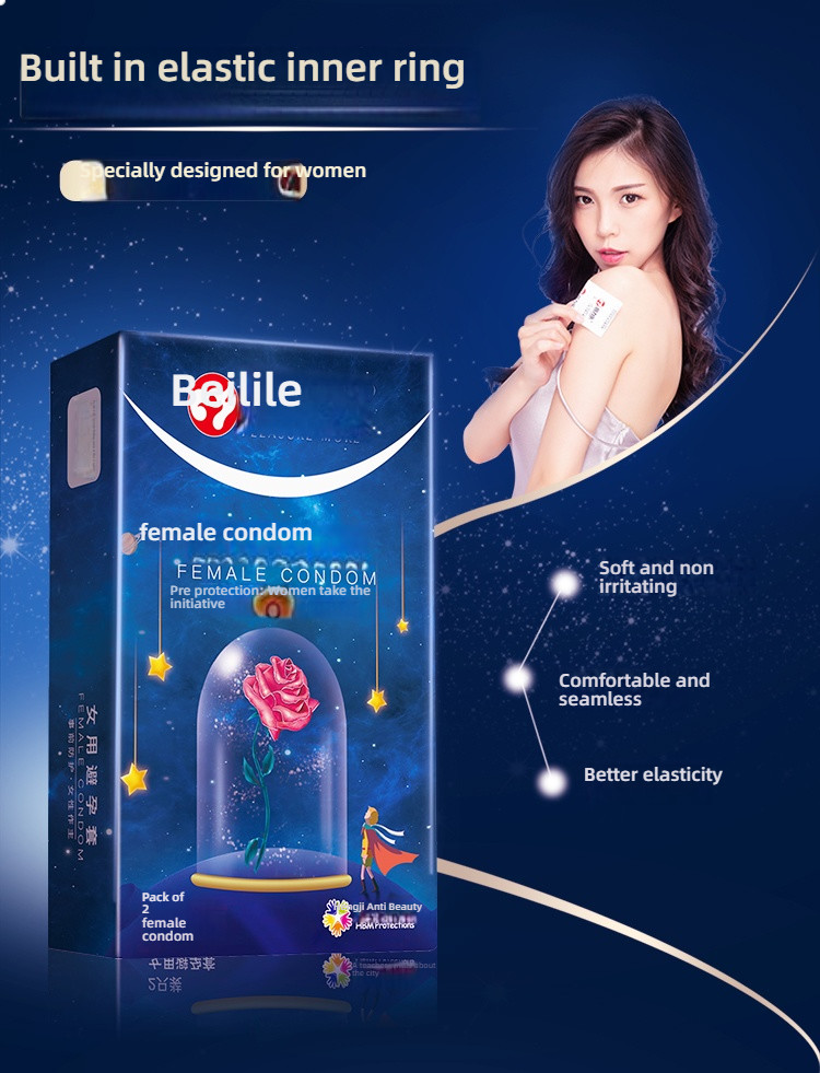 Beilile Female Liquid Condom Safe Invisible Double Loop Set, 2 pcs