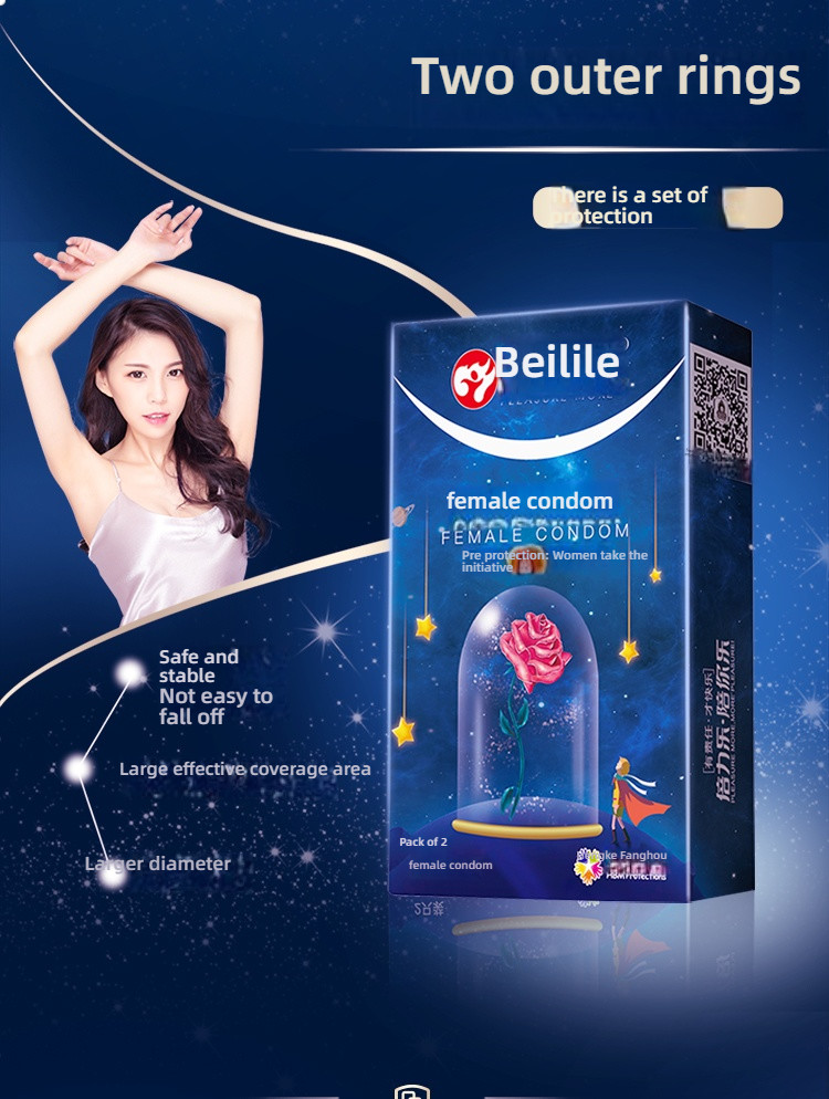 Beilile Female Liquid Condom Safe Invisible Double Loop Set, 2 pcs