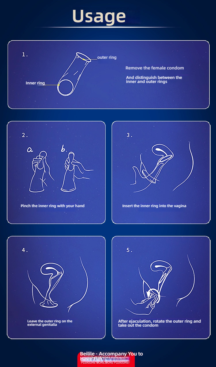 Beilile Female Liquid Condom Safe Invisible Double Loop Set, 2 pcs