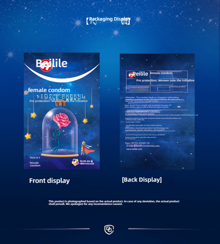 Beilile Female Liquid Condom Safe Invisible Double Loop Set, 2 pcs