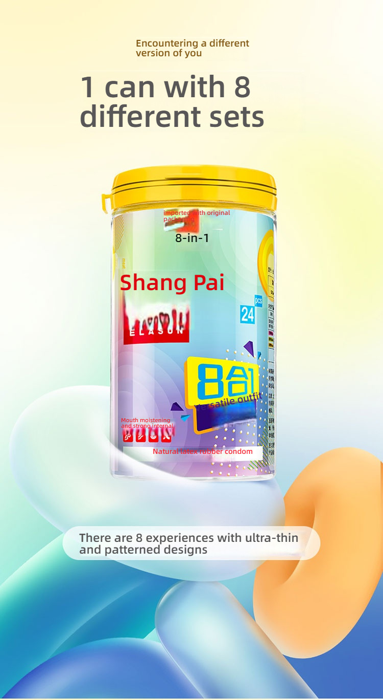 Shang brand eight in one hundred cross dressing fun condoms, medium size, pack of 24 (new and old packaging will be ship