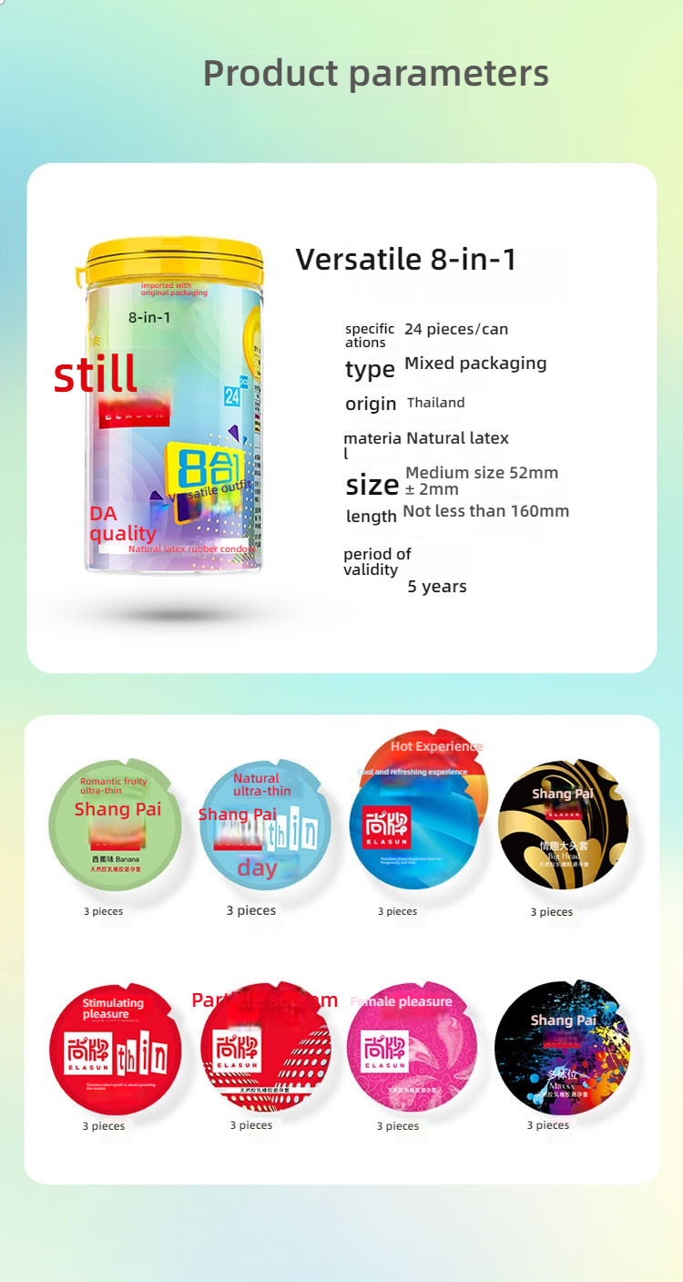 Shang brand eight in one hundred cross dressing fun condoms, medium size, pack of 24 (new and old packaging will be ship