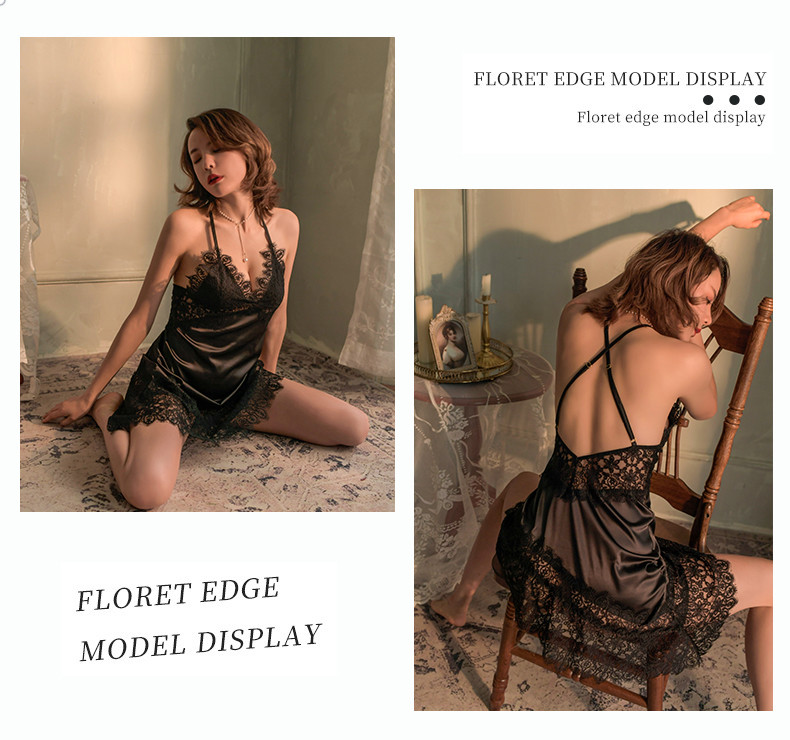 Stacy sexy lace camisole nightgown black