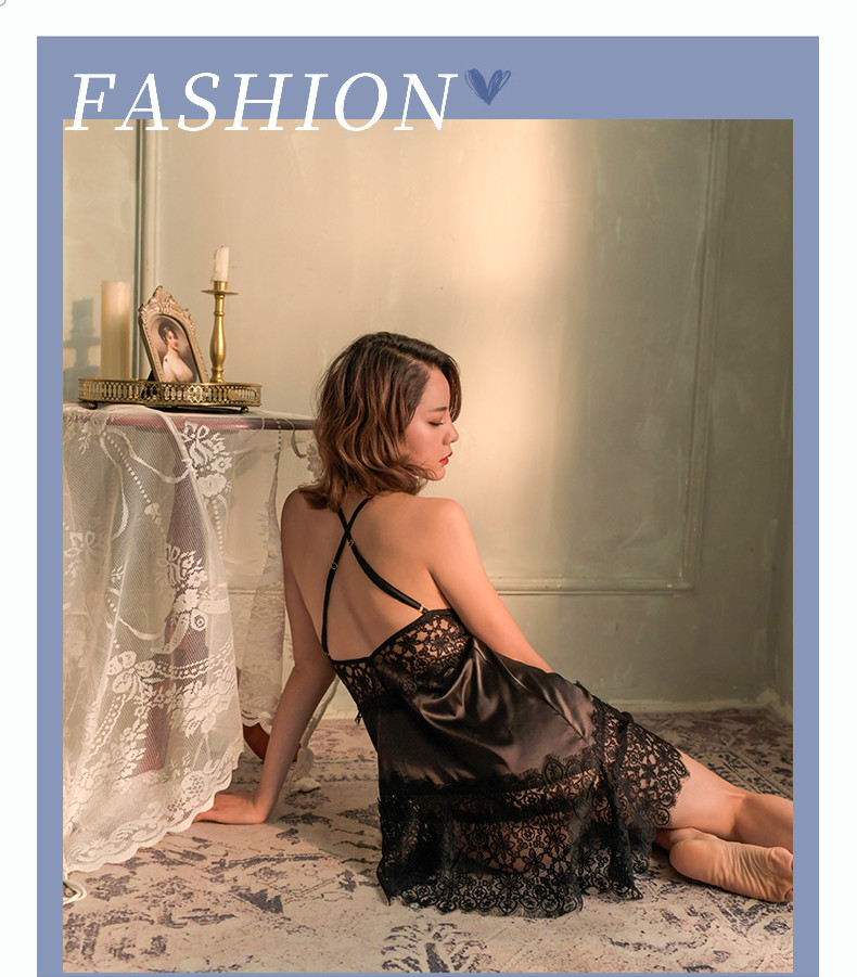 Stacy sexy lace camisole nightgown black