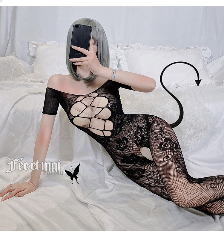 Fei Mu sexy hollow crotch jumpsuit black
