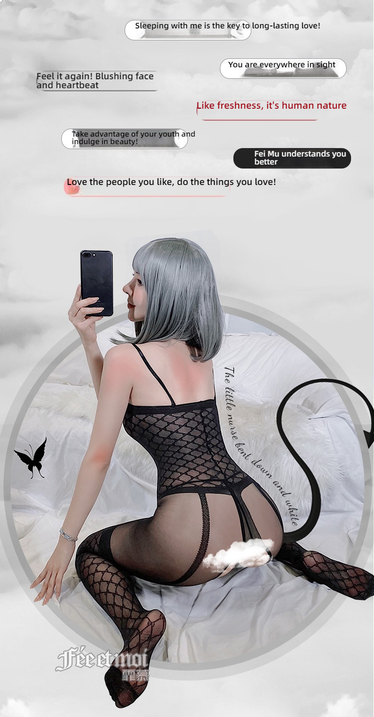 Fei Mu sexy hollow crotch jumpsuit black