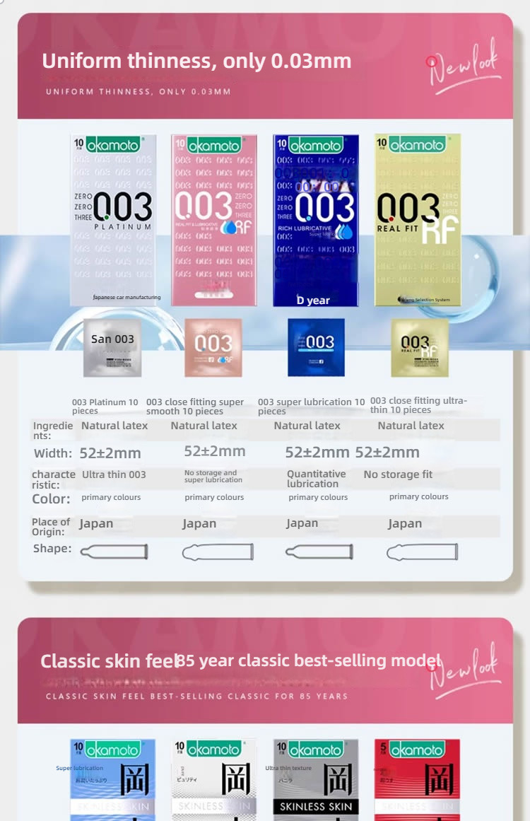 Okamoto 003 series thin condom series