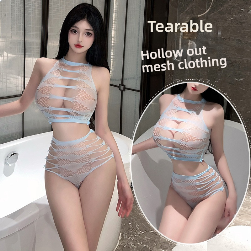 Linlin Ting's sexy lingerie, with a transparent hollow out design that can be torn off, covers the buttocks, and is full