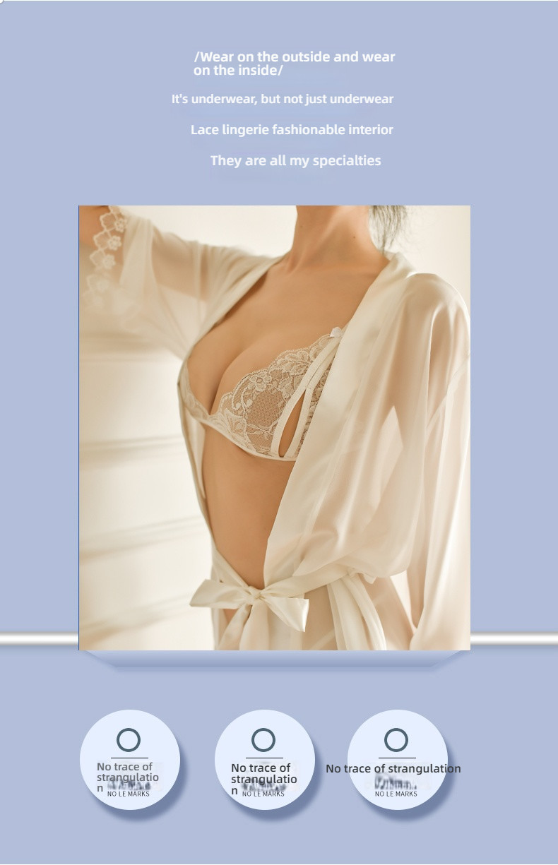 Stacy White Lace Perspective Mesh Sexy Sleeping Skirt Set