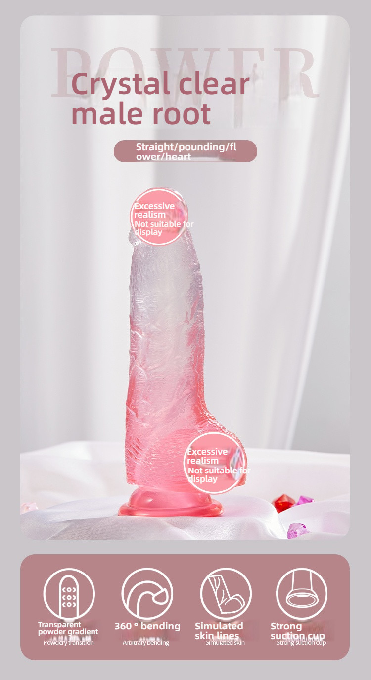Qingqing Pink Crystal Gradient Transparent Simulated dildo